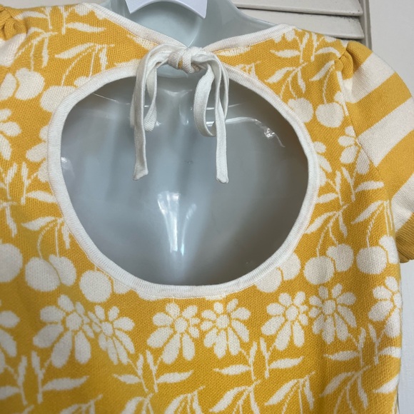 Maeve by Anthropologie Knit Floral  Cherry Pattern Crop Top Size XS Yellow White - Picture 7 of 13
